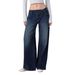 Women's Asymmetrical Low-Rise Straight Leg Jeans - Stretch Denim Pants With Button Detail, Dark Blue/Blue/Light Blue/Black For Casual Wear_mkmklike.com