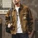 Northfold Spring And Autumn Chic American Retro Jacket For Men New Trendy Brand Turn-down Collar Loose Multi-pocket Workwear Denim_mkmklike.com