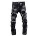 Men's Slim Fit Distressed Denim Pants – Punk Rivet Details, Stretch Skinny Jeans For Streetwear & Urban Style (Black, 28-36)_mkmklike.com