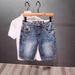 Men's Washed Blue Whiskered Denim Shorts Trendy Brand Slim Fit Casual Five Point Pants Slightly Stretchy Style_mkmklike.com