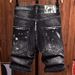 Men's Distressed Denim Shorts – Trendy Loose Fit 5-Inch Inseam Cargo Shorts (Black, 28-36)_mkmklike.com