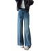 Women's Clothing Retro Blue Wide Leg Jeans High Waisted Slimming Loose Fit Versatile Straight Leg Curved Trousers For Women Autumn_mkmklike.com