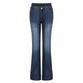 American Retro Mid-waist Flared Slim-fit Stretch Women's Jeans_mkmklike.com