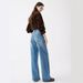 Women's High-Waisted Straight-Leg Jeans – Classic Blue Denim Pants, Wide-Leg & Cropped (Teal Blue, Sizes 25-30)_mkmklike.com