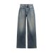 Women's Clothing Vintage Washed High-Waisted Wide-Leg Jeans Straight Loose Fit, Distressed Denim Pants In Light Blue, Grey, Black (XS/S/M/L)_mkmklike.com