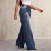 Women's Clothing Vintage Embroidered Flare Jeans For Women - High Waist Wide Leg Denim Pants, Cotton Blend Casual Trousers, Elegant Office Wear_mkmklike.com