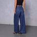 Elegant High-Waisted Wide Leg Jeans Women's Slimming Trousers Long-Length Denim Pants Wash Style_mkmklike.com