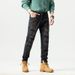 Men's Stretch Slim Fit Straight Leg Jeans With Retro Distressed Patchwork Design, Comfortable Cotton Denim For Casual Wear_mkmklike.com