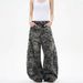 Unisex Retro Camo Wide-Leg Cargo Pants – Trendy Loose Fit, Reverse Design & Distressed Detailing_mkmklike.com