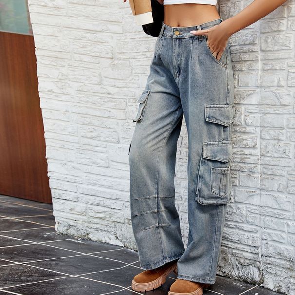 Women's Clothing Spring And Summer Washed Semi Elastic Loose Denim_mkmklike.com