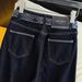 Denim Blue Roll-Up Hem Straight Leg Jeans – High-Waisted Slim Fit Wide-Leg Pants For Women | Casual & Comfortable_mkmklike.com