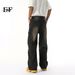 EF JEANS | 2025 Spring New American High Street Graffiti Splicing Design Ripped Personality Straight Jeans_mkmklike.com