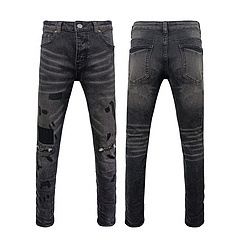Men's Clothing High Street Jeans Black Slim Fit New Elastic Slim Fit Men's Clothing Pants_mkmklike.com