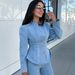 Women's Elegant Slim Fit Denim Jacket Long Sleeve Button up European American Style Autumn New Design Cross Border Fashion_mkmklike.com