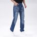 Men's Stretch Skinny Jeans Slim Fit Blue Trousers With Multiple Embroidered Back Pockets_mkmklike.com