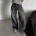 Men's Clothing Loose Wide Leg Floor Length Pants Vintage Washed Gray High-Waisted Wide-Leg Jeans For Women – Street Style Loose Fit Long Pants_mkmklike.com