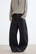 Curved Long Breasted Design Jeans Men's Autumn Popular High Street Loose Wide Leg Mopping Trousers Trend_mkmklike.com