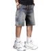 Men's Clothing Retro Blue Button Design Men's Loose Straight Leg Five Point Pants Versatile Trendy Shorts_mkmklike.com