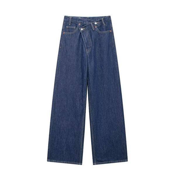 Women's Clothing High Waist Wide Leg Jeans - Double Button Front Streetwear Denim Pants In Blue/Black/Gray_mkmklike.com