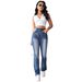 New European And American Embroidered High Waist Washed Fashion Flared Pants Trousers Women's Jeans Women_mkmklike.com