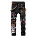 Jeans Men's Stretch Casual Pants Printed Straight Pants Street Fashion_mkmklike.com
