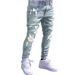 Men's Clothing Men's Slim Fit Skinny Jeans High Street Motorcycle Style Ripped And Patched Style Slimming Leg Pants_mkmklike.com