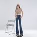 Slim-fit, Slimming, Slightly Flared Jeans Petite Women, Cropped Pants For Spring, High-waisted, Tight-fitting,_mkmklike.com