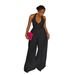 Elegant Halter Neck V-Back Wide-Leg Jumpsuit – Slim Fit, Pure Color & Breathable For Work & Evening (White/Black, S-3XL)_mkmklike.com