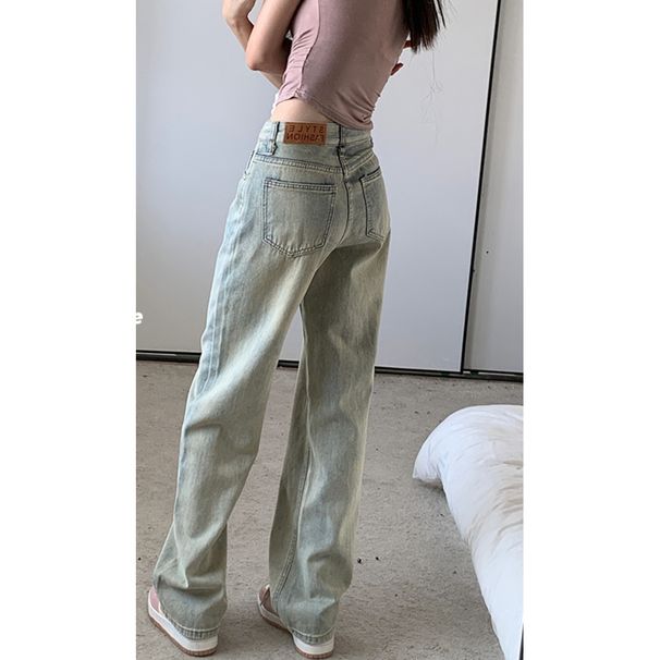 Light Color Narrow Wide Leg Jeans For Women Petite Summer New High Waist Loose 2026 Straight Floor-Length Pants Autumn_mkmklike.com