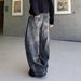 Distressed Spray Paint High Street Jeans For Men & Women – Loose Fit Wide Leg Straight Denim Pants With Vintage Wash_mkmklike.com