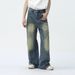 Men's Clothing American Personality Fashionable Retro Street Splicing Holes Old Design Jeans Tide_mkmklike.com