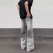 Nordmann American High Street Retro Washed Vintage Gray Cat Whiskers Jeans For Men High-end Loose Slimming Wide-leg Pants_mkmklike.com