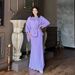 Women's Clothing Autumn New Round Neck Bat Sleeve Waist Slim Dress Suit for Women_mkmklike.com