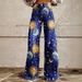 Women's Wide Leg Flare Pants Faux Denim With Five-Pointed Star Print Bohemian Casual Beach Style Cotton Jeans For Spring/Autumn & Summer_mkmklike.com