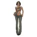 Women's Retro Distressed Patchwork Denim Jeans High Street Style Slim Fit Straight Leg Low Rise Trousers for Autumn_mkmklike.com