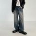 Men's Korean Style Loose Fit Straight Leg Jeans Trendy High Street Pants Versatile Retro Wide Leg Trousers For Spring_mkmklike.com