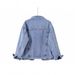 "Women's Oversized Denim Jacket - Vintage Washed Boyfriend Style Loose Fit Spring/Autumn Top (Light Blue/Black)"_mkmklike.com