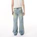 Men's Clothing Korean Street Style Distressed Tie Dye Cleanfit All Match Slightly Flared Washed Jeans Trend_mkmklike.com