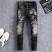 Men's Clothing Men's Slim Fit Skinny Jeans Distressed Black Gray Washed Ripped Patchwork Paint High Street Fashion Trendy European American Style_mkmklike.com