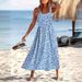 Women's clothing splicing floral sleeveless dress_mkmklike.com