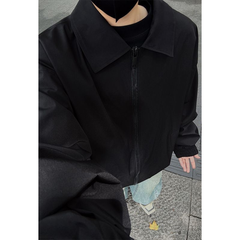 Cleanfit Short Flight Jacket For Men American Retro Spring Trendy Versatile Turn-Down Collar Coat Casual Cool Top_mkmklike.com