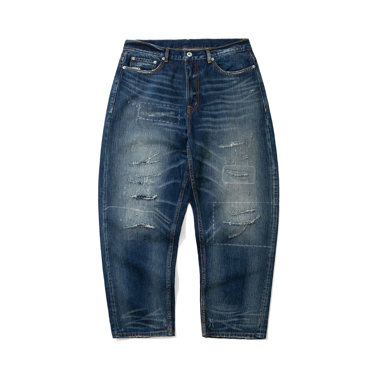 Men's Clothing Men's Wear | 24SS Japanese Retro Style 14OZ Heavy Washed Distressed Hand Painted Stitched Whiskered Selvedge Jeans For Men_mkmklike.com