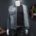 Loom Eure Station 2024 Spring And Autumn New Washed Trendy Fashion Design Simple Denim Jacket Men's Coat Turn-down Collar_mkmklike.com