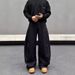 Men's & Women's High Street Washed Split Hem Jeans – Oversized Straight Leg Drop-Crotch Pants With Sickle Cut Design (S-3XL, Black-Grey)_mkmklike.com