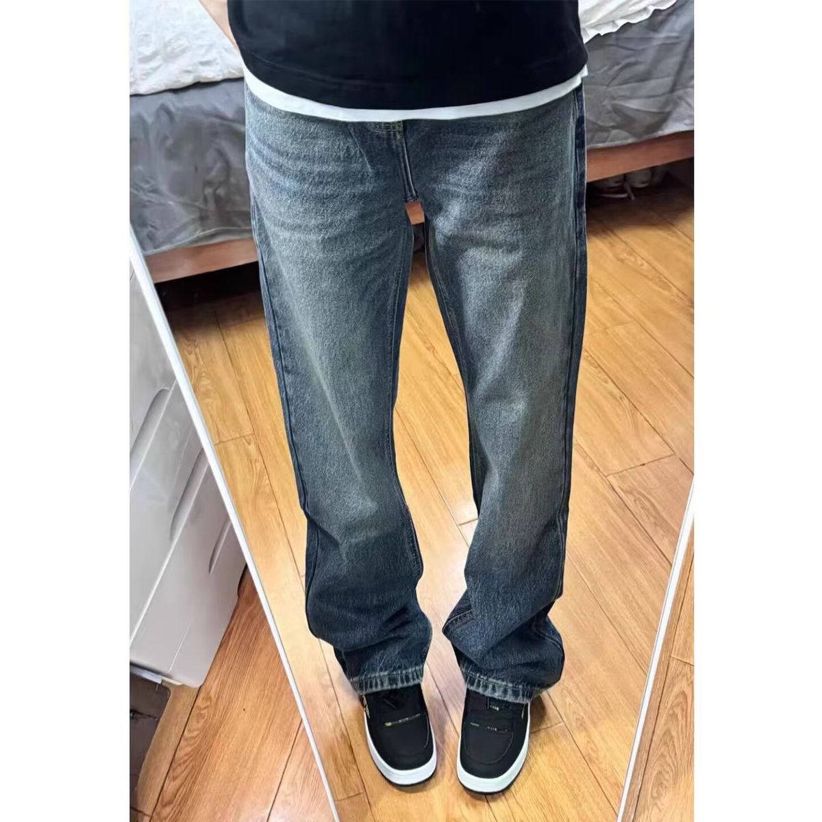Men's Clothing Men's High-Waisted Slim Fit Blue Jeans Retro Style Casual Pants Narrow Straight Leg With Slight Flare Spring Fashion_mkmklike.com