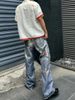 Men's Clothing Loose Casual Straight Pants Denim Print Washed Pants_mkmklike.com