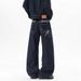 Plus Size High Waisted Straight Leg Jeans – Minimalist Embroidered Denim Pants For Women (Blue)_mkmklike.com