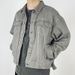 American Vujade Kenijima Style Boxy Short Width Washed Grey Denim Korean Version Jacket_mkmklike.com