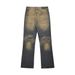 Washed Yellowing Crease Wide-Leg Jeans Men's High Street Versatile Loose Niche Straight Long Dad Pants Trendy_mkmklike.com