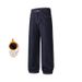 Men's Fleece Lined Wide Leg Straight Leg Jeans Denim_mkmklike.com